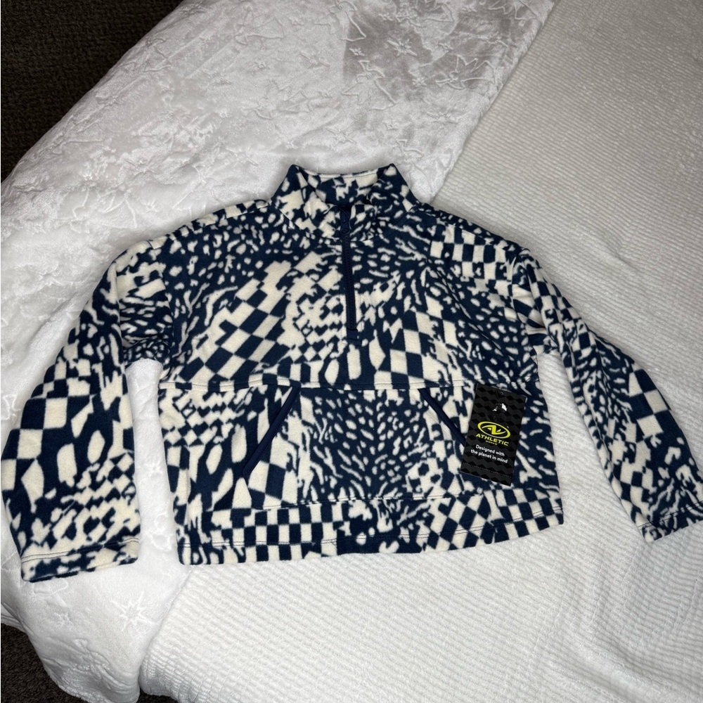 Athletic Works Navy and White Fleece Pullover